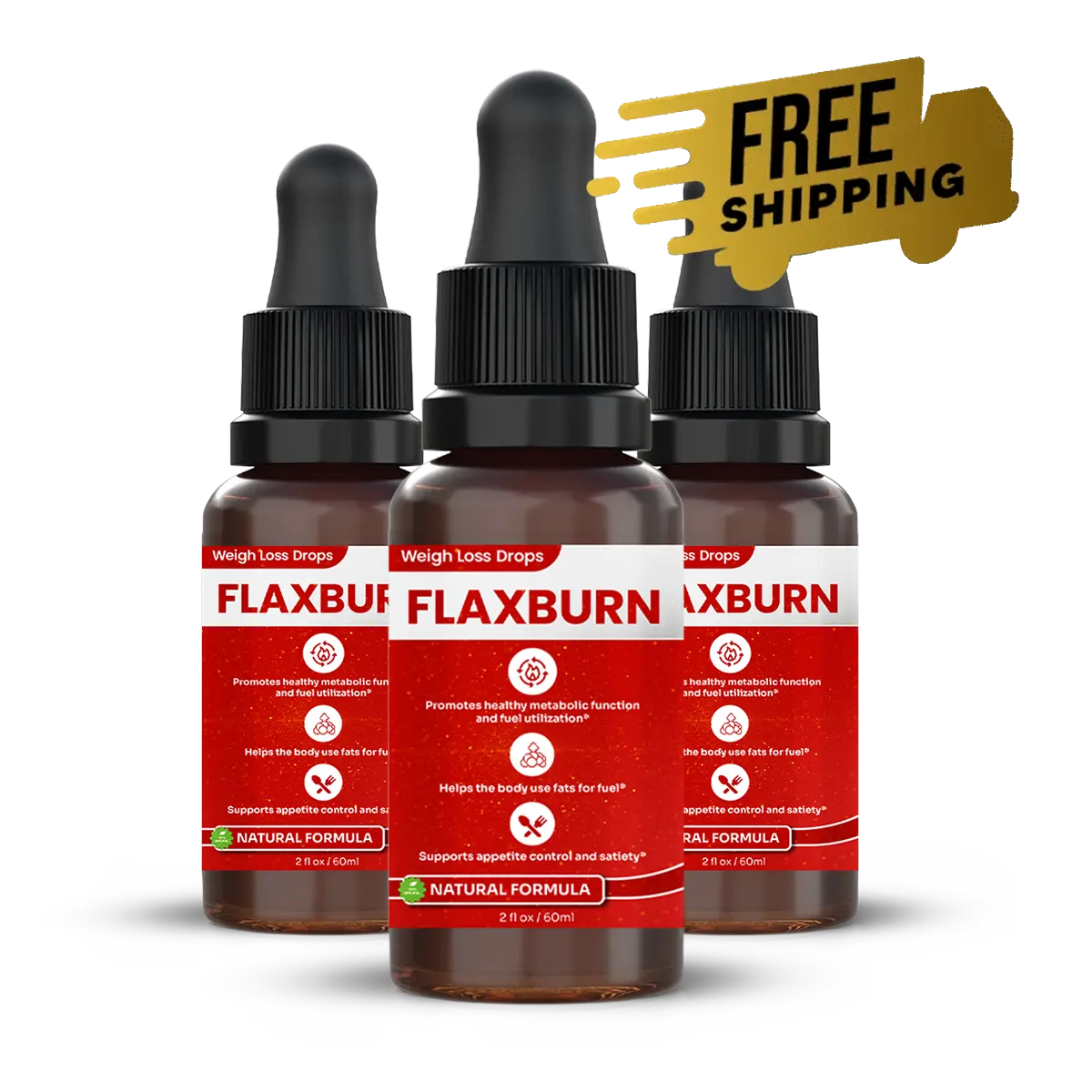 FlaxBurn 3 Bottle Package - 90 Day Weight Loss Supplement Supply