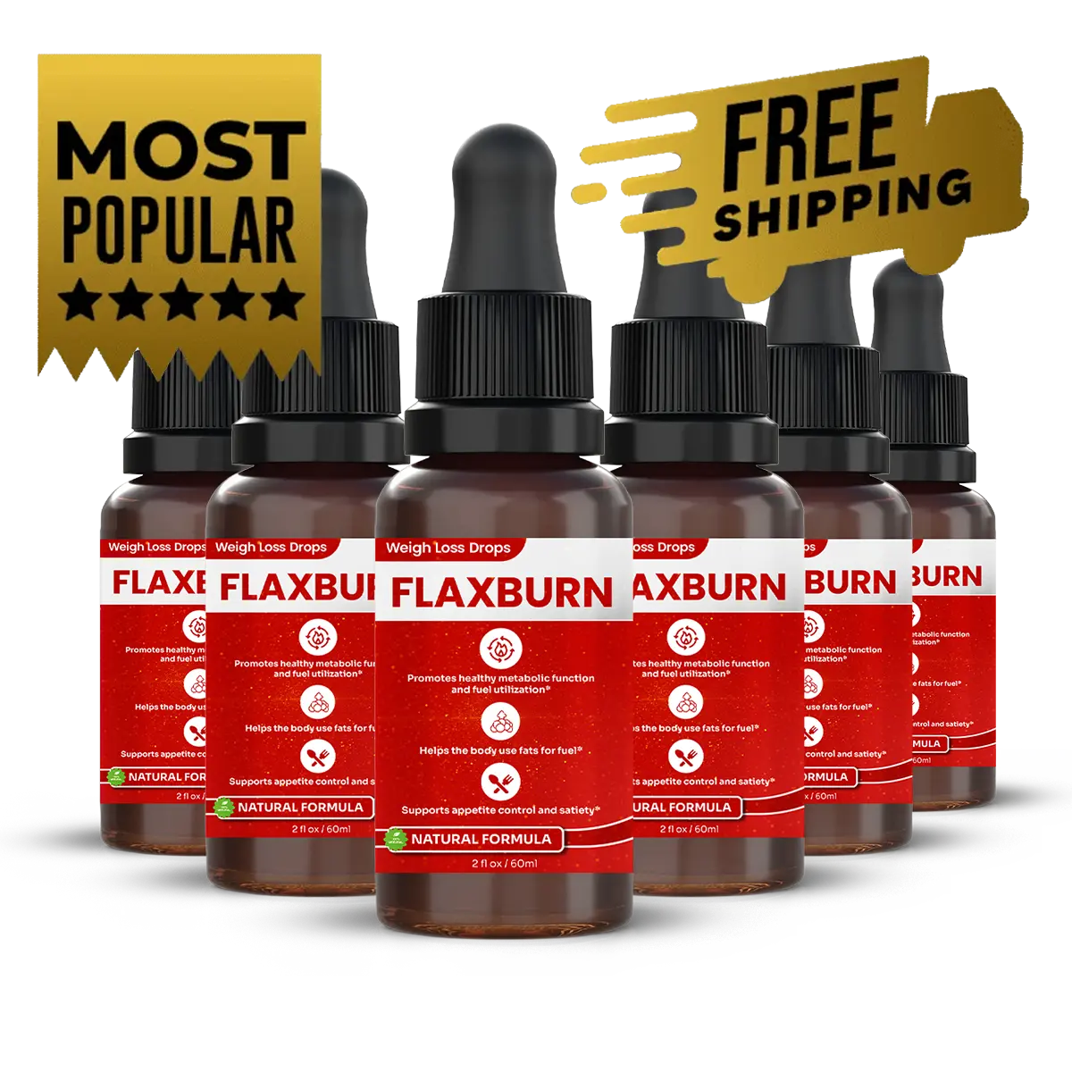 FlaxBurn 6 Bottle Package - Weight Loss Supplement Bundle